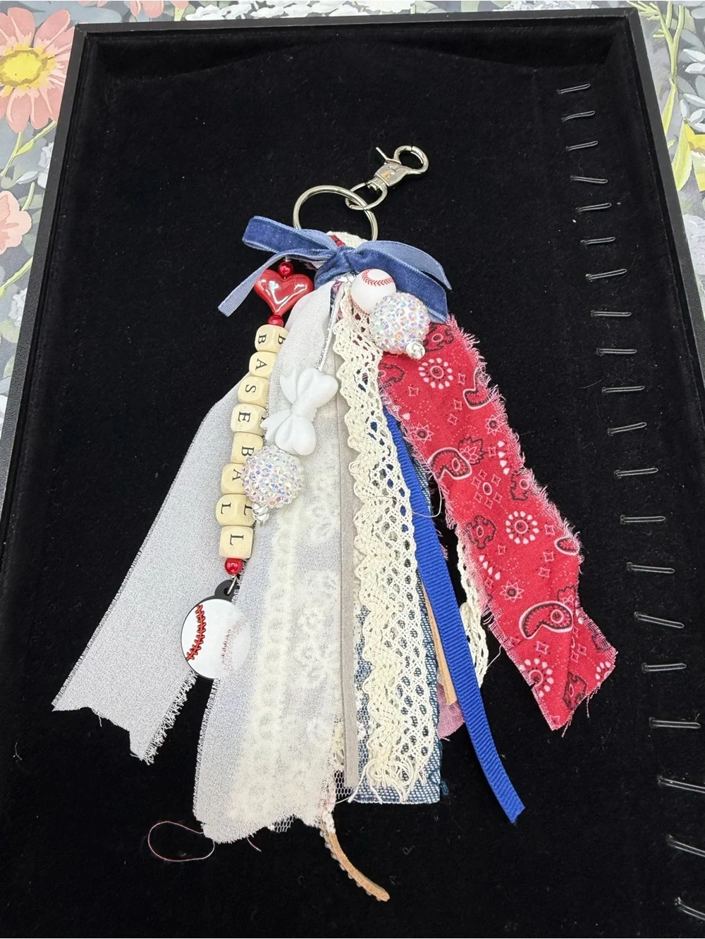 👑Adorned Crown Jewelry purse bag charm keychain baseball fabric tassel
